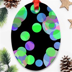 Green Decorative Circles Ornament (oval)  by Valentinaart