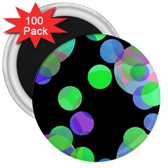 Green Decorative Circles 3  Magnets (100 Pack) by Valentinaart