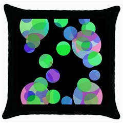 Green Decorative Circles Throw Pillow Case (black) by Valentinaart