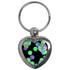 Green Decorative Circles Key Chains (heart)  by Valentinaart