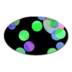 Green Decorative Circles Oval Magnet by Valentinaart