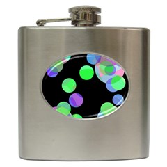 Green Decorative Circles Hip Flask (6 Oz) by Valentinaart