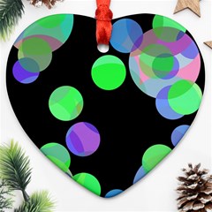 Green Decorative Circles Heart Ornament (2 Sides) by Valentinaart