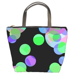 Green Decorative Circles Bucket Bags by Valentinaart