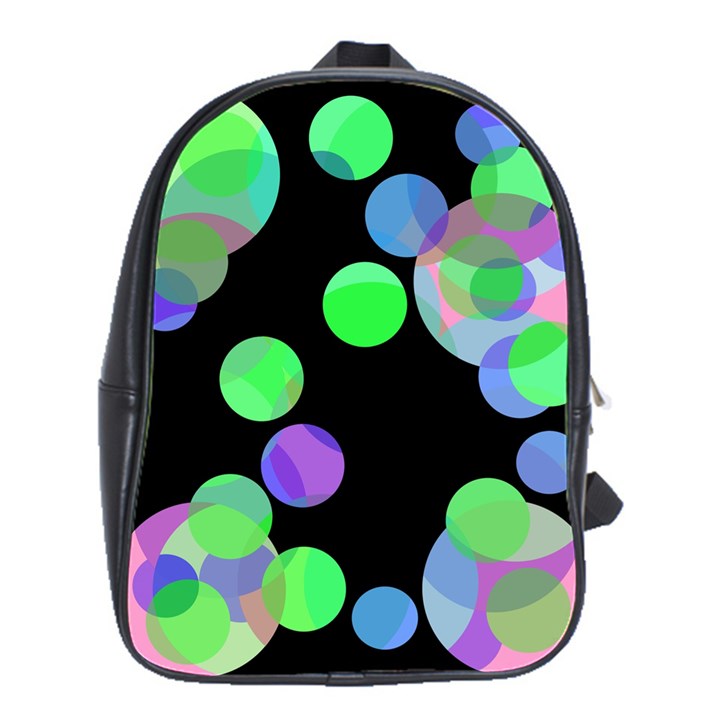 Green decorative circles School Bags(Large) 