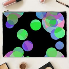 Green Decorative Circles Cosmetic Bag (xxxl)  by Valentinaart