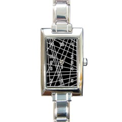 Black And White Simple Design Rectangle Italian Charm Watch by Valentinaart