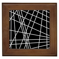 Black And White Simple Design Framed Tiles by Valentinaart