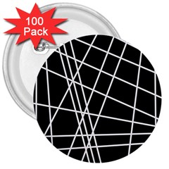 Black And White Simple Design 3  Buttons (100 Pack)  by Valentinaart