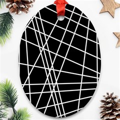 Black And White Simple Design Oval Ornament (two Sides) by Valentinaart