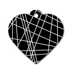 Black And White Simple Design Dog Tag Heart (one Side) by Valentinaart