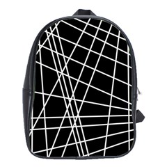 Black And White Simple Design School Bags(large)  by Valentinaart