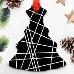 Black And White Simple Design Christmas Tree Ornament (2 Sides)