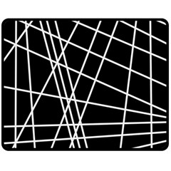 Black And White Simple Design Double Sided Fleece Blanket (medium) 