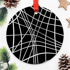 Black And White Elegant Lines Ornament (round)  by Valentinaart