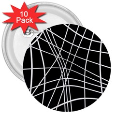 Black And White Elegant Lines 3  Buttons (10 Pack)  by Valentinaart