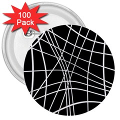 Black And White Elegant Lines 3  Buttons (100 Pack)  by Valentinaart