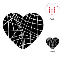 Black And White Elegant Lines Playing Cards (heart)  by Valentinaart