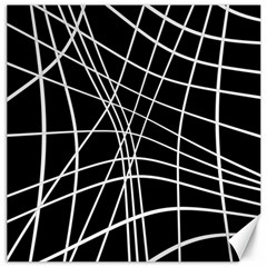 Black And White Elegant Lines Canvas 12  X 12   by Valentinaart