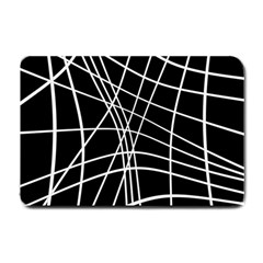 Black And White Elegant Lines Small Doormat  by Valentinaart