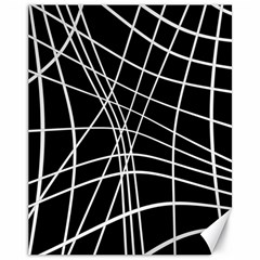 Black And White Elegant Lines Canvas 11  X 14   by Valentinaart