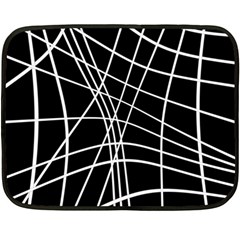 Black And White Elegant Lines Fleece Blanket (mini)