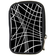 Black And White Elegant Lines Compact Camera Cases by Valentinaart