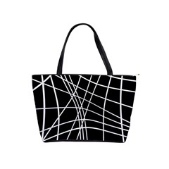 Black And White Elegant Lines Shoulder Handbags by Valentinaart