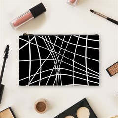 Black And White Elegant Lines Cosmetic Bag (medium)  by Valentinaart