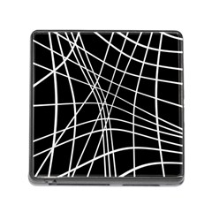 Black And White Elegant Lines Memory Card Reader (square) by Valentinaart