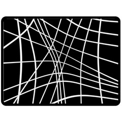 Black And White Elegant Lines Fleece Blanket (large) 