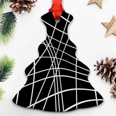 Black And White Elegant Lines Ornament (christmas Tree) by Valentinaart