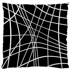 Black And White Elegant Lines Large Cushion Case (two Sides) by Valentinaart