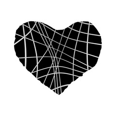 Black And White Elegant Lines Standard 16  Premium Heart Shape Cushions by Valentinaart