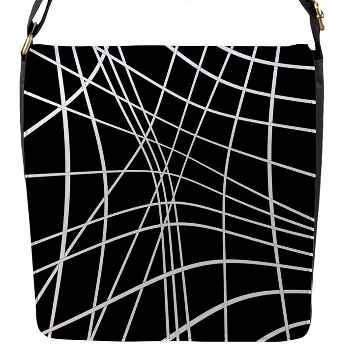 Black and white elegant lines Flap Messenger Bag (S)