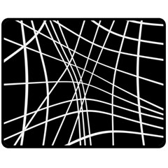 Black And White Elegant Lines Double Sided Fleece Blanket (medium) 