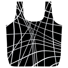 Black And White Elegant Lines Full Print Recycle Bags (l)  by Valentinaart