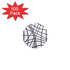 Black And White Decorative Lines 1  Mini Magnets (100 Pack)  by Valentinaart