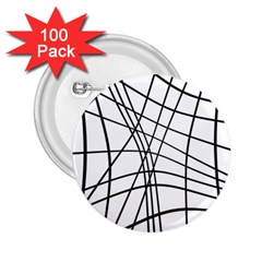 Black And White Decorative Lines 2 25  Buttons (100 Pack)  by Valentinaart