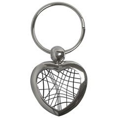 Black And White Decorative Lines Key Chains (heart)  by Valentinaart