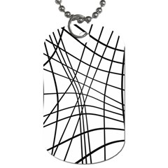 Black And White Decorative Lines Dog Tag (one Side) by Valentinaart