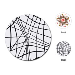 Black And White Decorative Lines Playing Cards (round) 