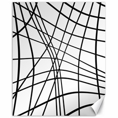 Black And White Decorative Lines Canvas 16  X 20   by Valentinaart