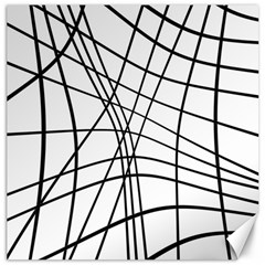 Black And White Decorative Lines Canvas 20  X 20   by Valentinaart