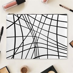 Black And White Decorative Lines Cosmetic Bag (xl) by Valentinaart