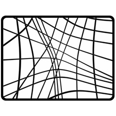 Black And White Decorative Lines Fleece Blanket (large) 