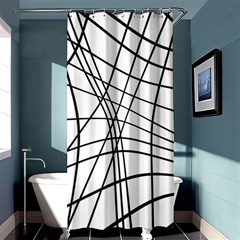 Black And White Decorative Lines Shower Curtain 36  X 72  (stall) 