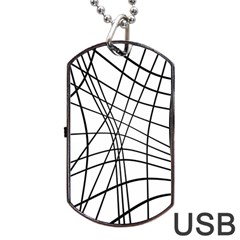 Black And White Decorative Lines Dog Tag Usb Flash (two Sides)  by Valentinaart