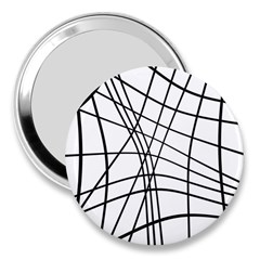 Black And White Decorative Lines 3  Handbag Mirrors by Valentinaart