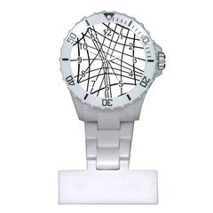 Black And White Decorative Lines Plastic Nurses Watch by Valentinaart